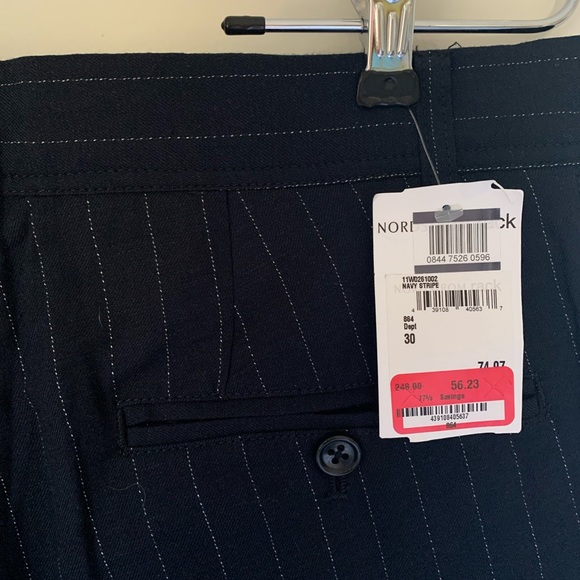 BLDWN Pinstripe Trouser Sz 30 Sato Navy Striped Tencel Cotton Wool Pants NWT - Picture 8 of 12